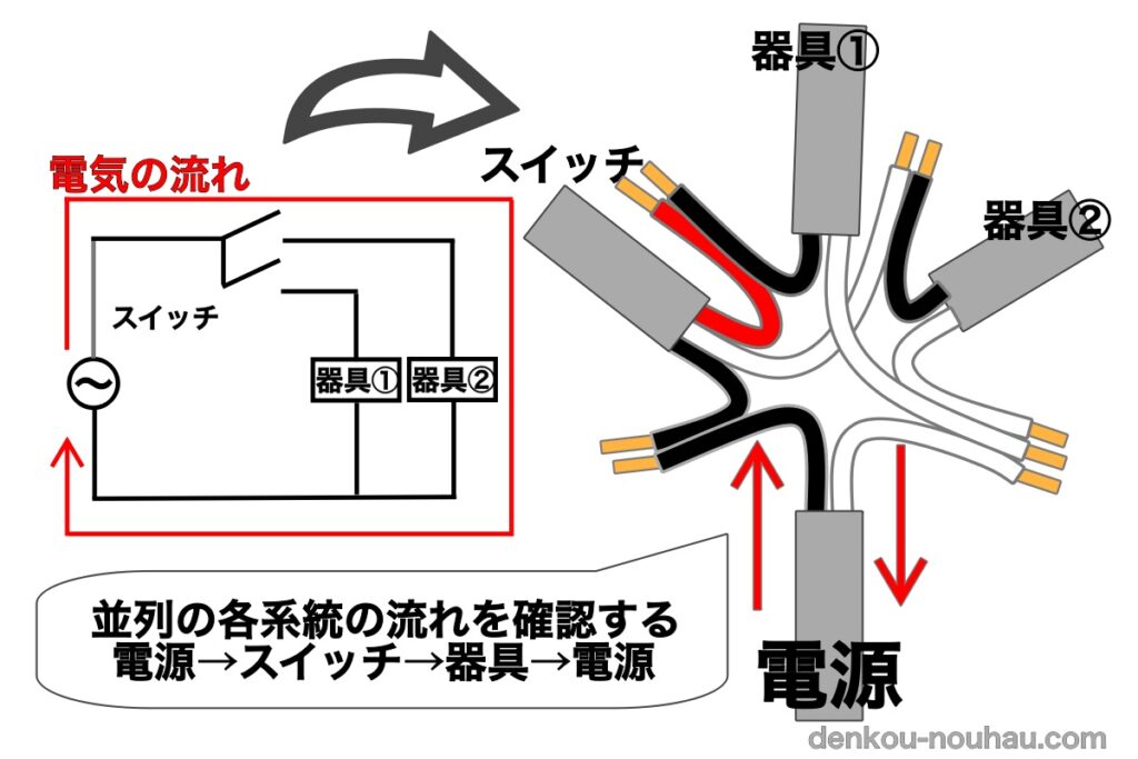 三路スイッチ結線図 _ ほたる付三路スイッチ配線図 – VAAA