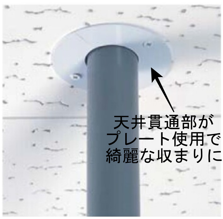 電線管と天井貫通部分の収まり状況